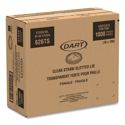 16-24oz SOLO Pete Flat Straw-Slot Cold Cup Lids, Clear, 100/pack, 10 Packs/ct
