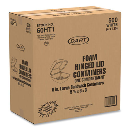 6x6x3 Dart Foam Hinged Lid Container, 6x5.78x3, White, 500/cs