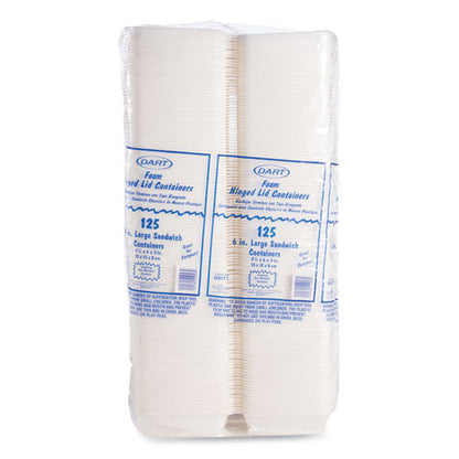 6x6x3 Dart Foam Hinged Lid Container, 6x5.78x3, White, 500/cs