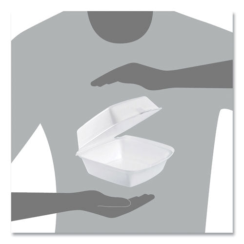 6x6x3 Dart Foam Hinged Lid Container, 6x5.78x3, White, 500/cs