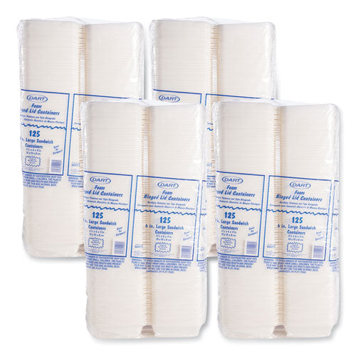 6x6x3 Dart Foam Hinged Lid Container, 6x5.78x3, White, 500/cs