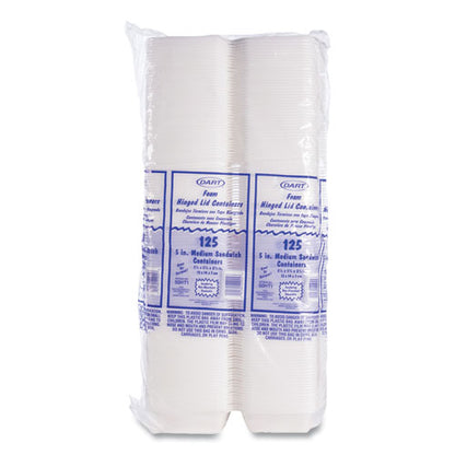 5x5x3 Dart Foam Hinged Lid Containers, White, 500/cs