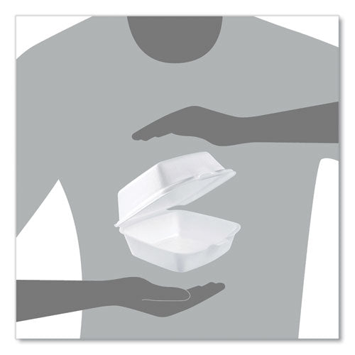 5x5x3 Dart Foam Hinged Lid Containers, White, 500/cs