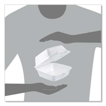 5x5x3 Dart Foam Hinged Lid Containers, White, 500/cs