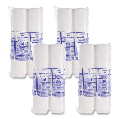 5x5x3 Dart Foam Hinged Lid Containers, White, 500/cs