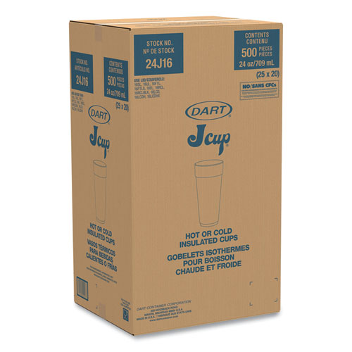 24oz 24J16 DART Foam Drink Cups, Hot/cold, White, 500/cs