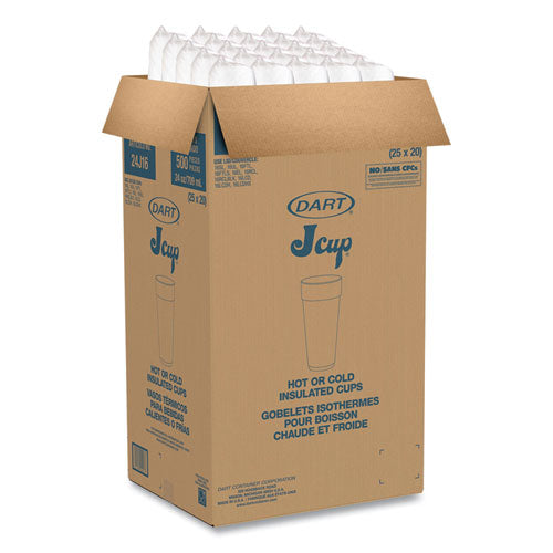 24oz 24J16 DART Foam Drink Cups, Hot/cold, White, 500/cs