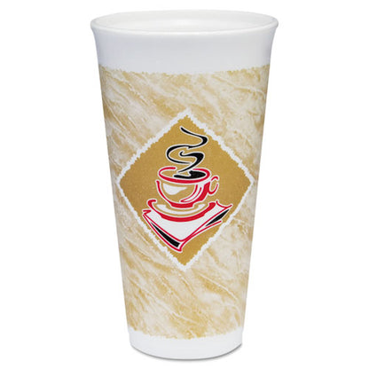 20oz Dart Cafe G Foam Hot/cold Cups, Brown/red/white, 500/ct