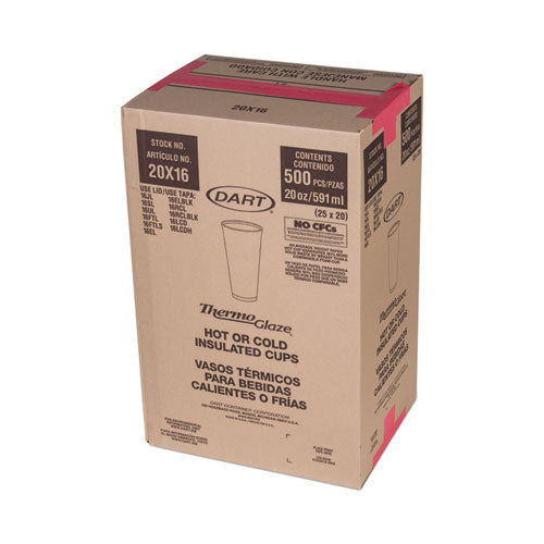 20oz Dart Cafe G Foam Hot/cold Cups, Brown/red/white, 500/ct