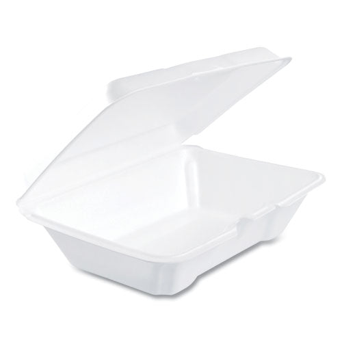 6.4x9.3x2.9 Foam Hinged Lid Containers, Dart, 1 Compartment, White, 200/cs