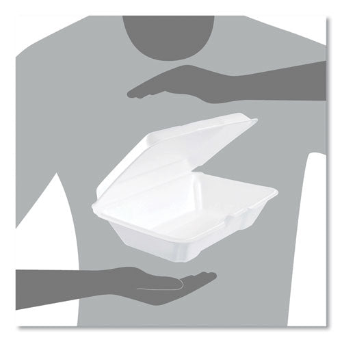 6.4x9.3x2.9 Foam Hinged Lid Containers, Dart, 1 Compartment, White, 200/cs