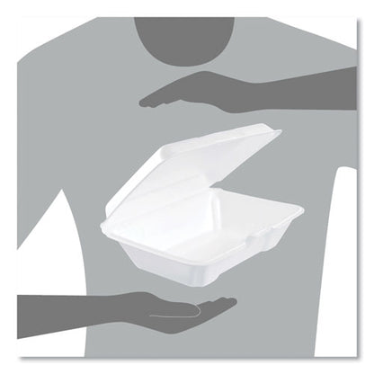6.4x9.3x2.9 Foam Hinged Lid Containers, Dart, 1 Compartment, White, 200/cs