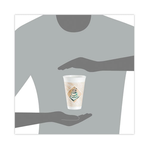 16oz Dart Cafe G Foam Hot/cold Coffee Cups, Brown/green/white, 1,000/cs