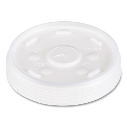 12-24oz Dart Plastic Lids, Hot/cold Foam Cups, Straw-Slot Lid, White, 1000/cs