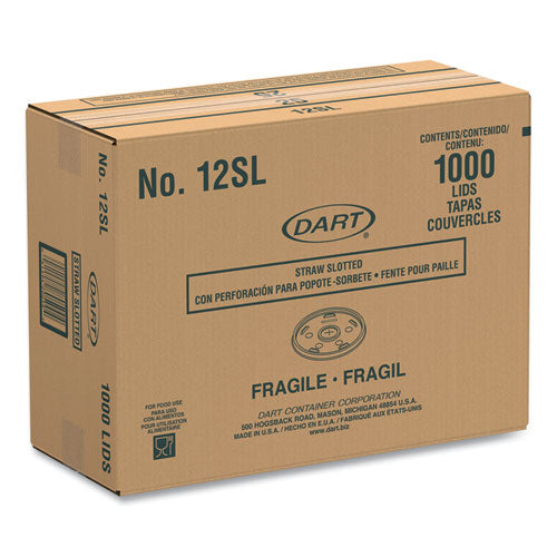 12oz Dart Translucent Lid for foam cup with straw slot - 1000 ct