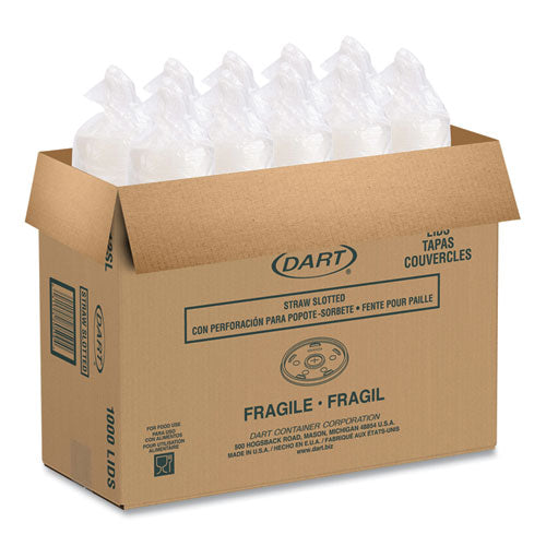 12oz Dart Translucent Lid for foam cup with straw slot - 1000 ct