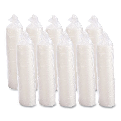 12oz Dart Translucent Lid for foam cup with straw slot - 1000 ct
