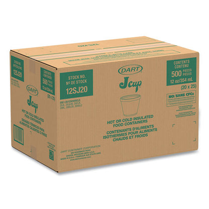 12oz Squat Foam Food Container Cups White Dart 12SJ20 500/cs
