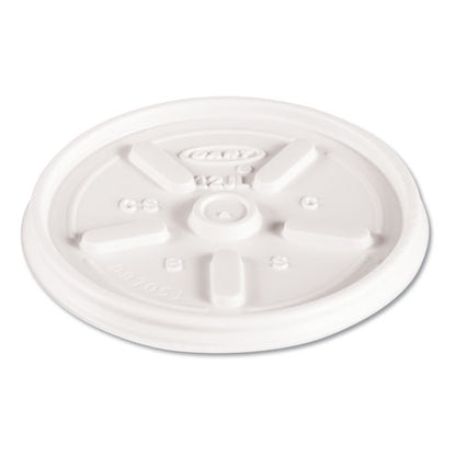 6-14oz Dart Plastic Lids for Foam Cups, Bowls and Containers, Squat, Vented, White, 1000/cs