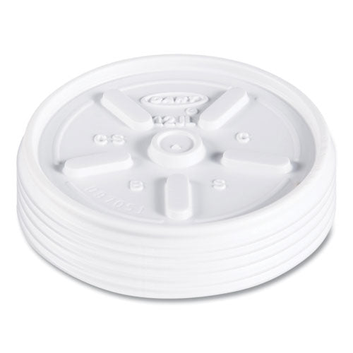 6-14oz Dart Plastic Lids for Foam Cups, Bowls and Containers, Squat, Vented, White, 1000/cs
