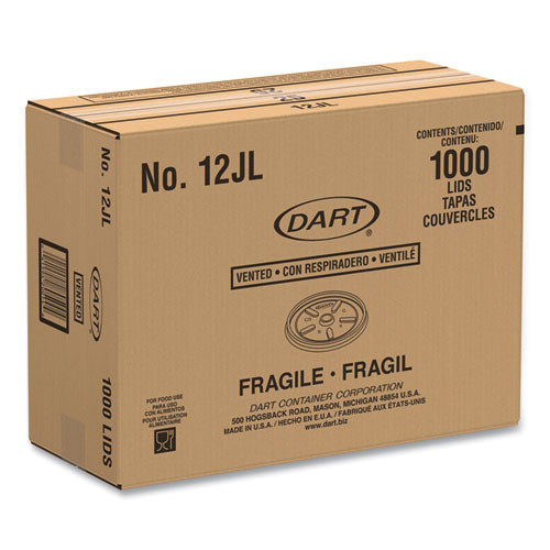 6-14oz Dart Plastic Lids for Foam Cups, Bowls and Containers, Squat, Vented, White, 1000/cs