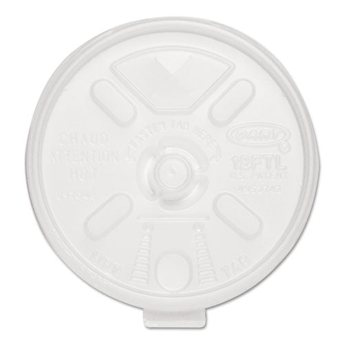 10-14oz Dart Lift N' Lock Plastic Hot Cup Lids, With Straw Slot, Cups, Translucent, 100/sleeve, 10 Sleeves/ct