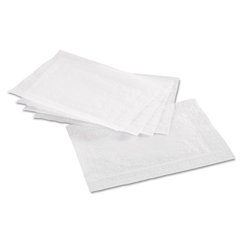 10x14 Hoffmaster Classic Embossed Straight Edge Placemats, White, 1,000/ct