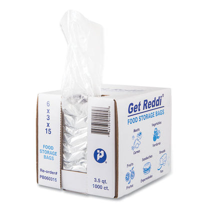 6x3x15 Inteplast Food Bags, Clear, 112oz, 1,000/ct