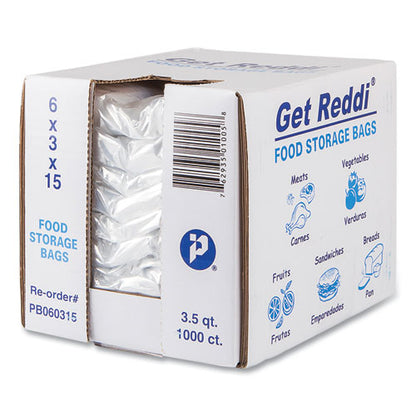 6x3x15 Inteplast Food Bags, Clear, 112oz, 1,000/ct