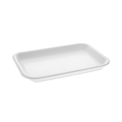8.2x5.7x0.91 Pactiv Supermarket Tray, #2, White, Foam, 500/ct