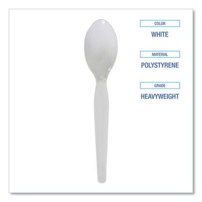 Boardwalk Heavyweight Polystyrene Cutlery, Teaspoon, White, 1000/ct