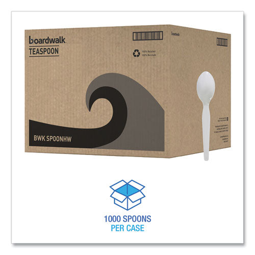 Boardwalk Heavyweight Polystyrene Cutlery, Teaspoon, White, 1000/ct