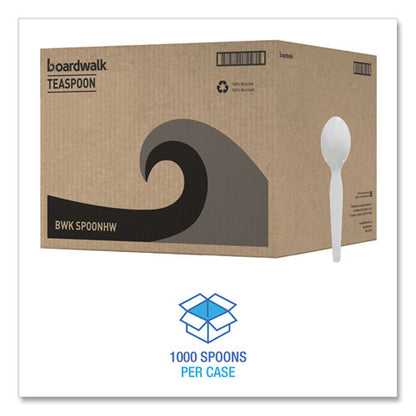 Boardwalk Heavyweight Polystyrene Cutlery, Teaspoon, White, 1000/ct