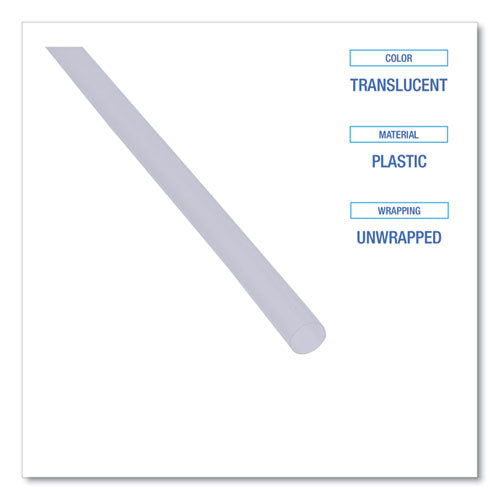 7.75 inch Boardwalk Jumbo Straws, Plastic, Translucent, Unwrapped, 250/pack, 50 Packs/carton