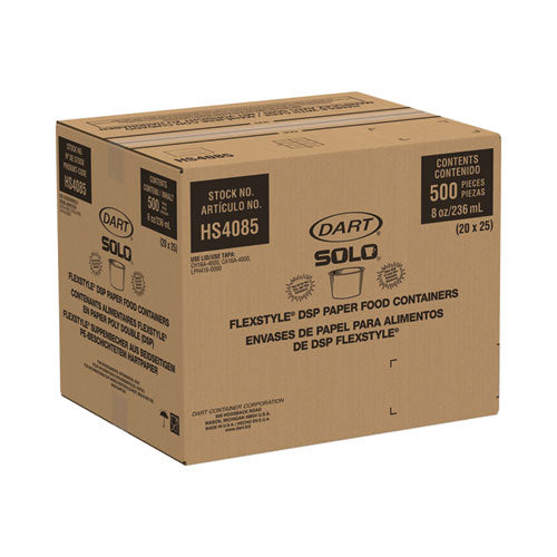 8oz SOLO Flexstyle Double Poly Paper Containers, White, Paper, 500/cs