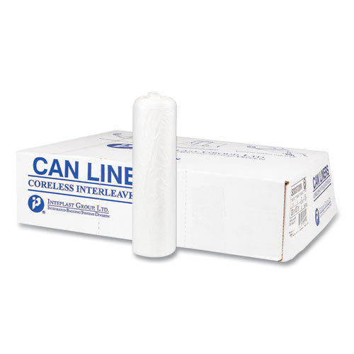 43x48 Inteplast High-Density Commercial Can Liners, 56 gal, 22 mic, Natural, Interleaved Roll, 25 Bags/Roll, 8 Rolls/ct