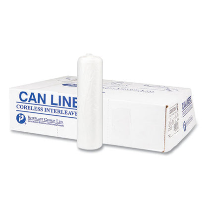 43x48 Inteplast High-Density Commercial Can Liners, 56 gal, 22 mic, Natural, Interleaved Roll, 25 Bags/Roll, 8 Rolls/ct