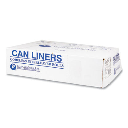 43x48 Inteplast High-Density Commercial Can Liners, 56 gal, 22 mic, Natural, Interleaved Roll, 25 Bags/Roll, 8 Rolls/ct