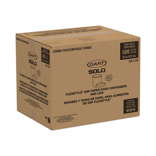 16oz SOLO Flexstyle Double Poly Food Combo Packs, White, Paper, 25/Pack, 10 Packs/Carton