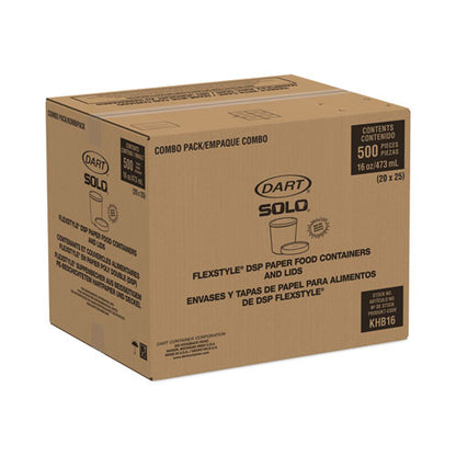 16oz SOLO Flexstyle Double Poly Food Combo Packs, White, Paper, 25/Pack, 10 Packs/Carton