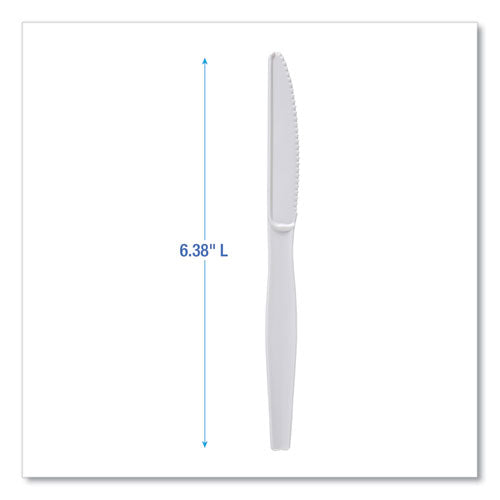 Boardwalk Heavyweight Polystyrene Cutlery, Knife, White, 1000/cs