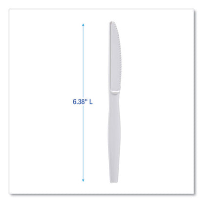 Boardwalk Heavyweight Polystyrene Cutlery, Knife, White, 1000/cs