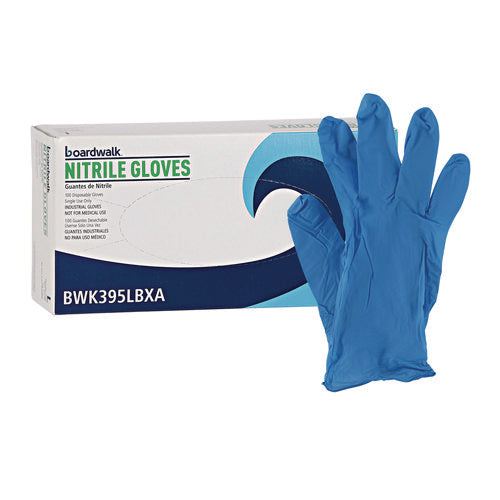 Large Nitrile Gloves Blue Boardwalk Disposable Powder-Free, 5 mil, 100/Box, 10 Boxes/ct