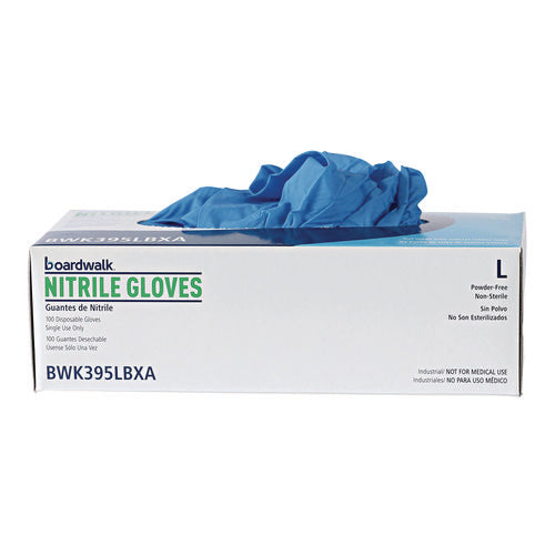 Large Nitrile Gloves Blue Boardwalk Disposable Powder-Free, 5 mil, 100/Box, 10 Boxes/ct