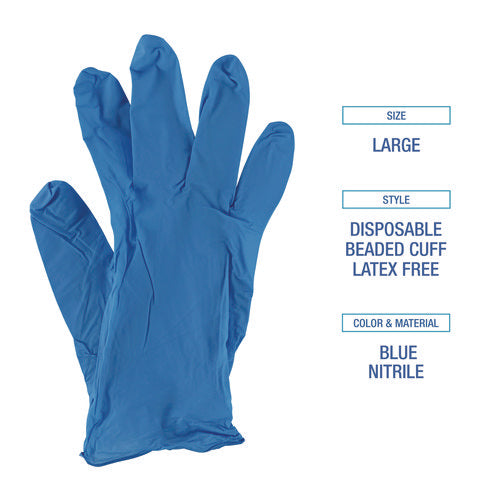 Large Nitrile Gloves Blue Boardwalk Disposable Powder-Free, 5 mil, 100/Box, 10 Boxes/ct