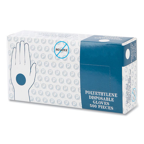 Embossed Polyethylene Disposable Gloves, Large, Powder-Free, Clear, 500/Box, 4 Boxes/cs