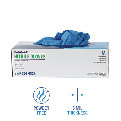 Medium Nitrile Gloves Blue Boardwalk Disposable Powder-Free, 5 mil, 1,000/ct