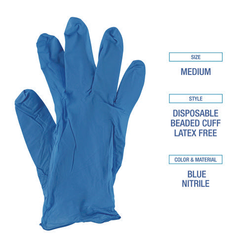 Medium Nitrile Gloves Blue Boardwalk Disposable Powder-Free, 5 mil, 1,000/ct