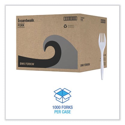 Mediumweight Boardwalk Wrapped Polypropylene Cutlery, Fork, White, 1000/cs
