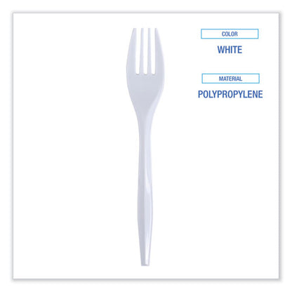 Mediumweight Boardwalk Wrapped Polypropylene Cutlery, Fork, White, 1000/cs